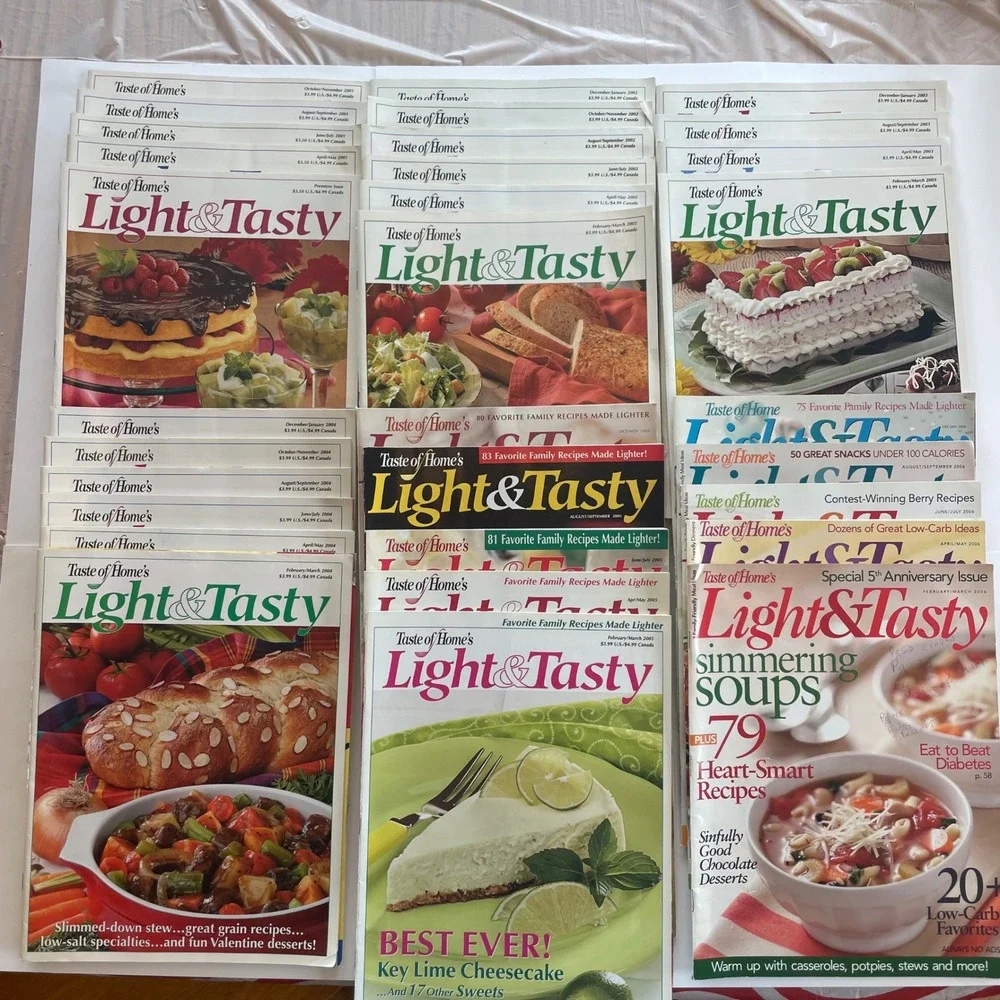 Taste of Home Light & Tasty Magazine Lot 25 Issues 2001-2006 Cooking Inspration